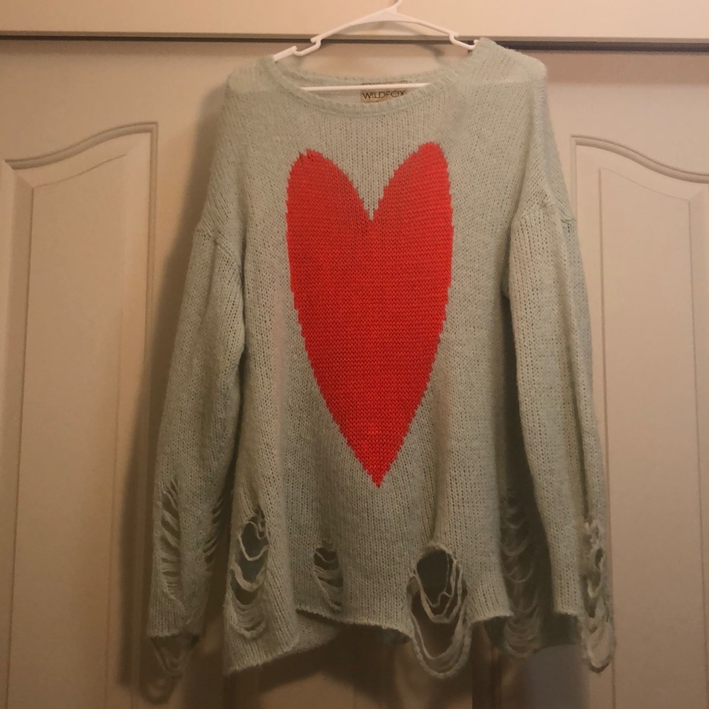 Wild Fox White Label Grunge Heart Sweater